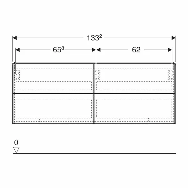 Dulap baza suspendat Geberit One gri nisip lucios 135 cm cu 4 sertare [3]