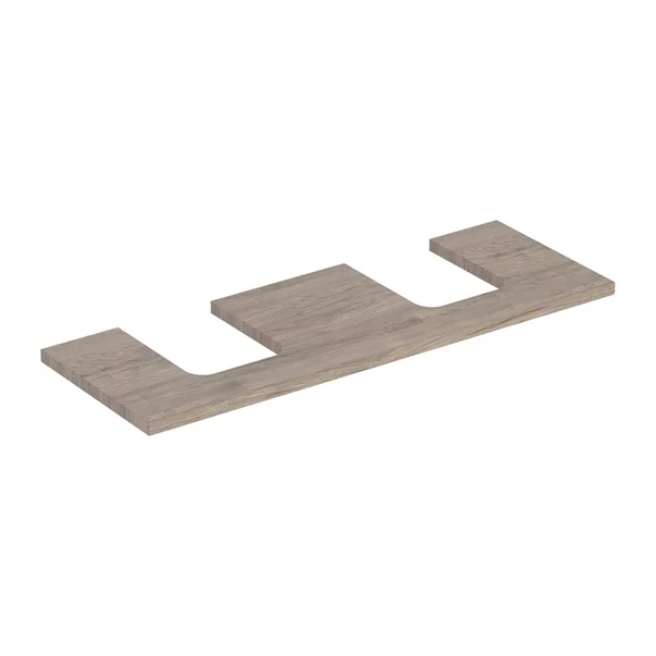 Mobilier Baie - Blat pentru lavoar Geberit One cu decupaj dublu 135 cm nuc american Hickory