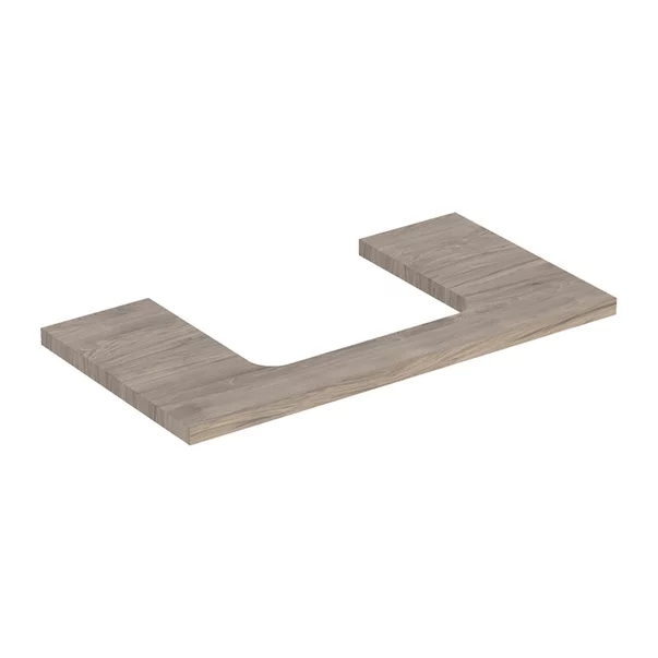 Mobilier Baie - Blat pentru lavoar Geberit One cu decupaj in mijloc nuc american Hickory 90 cm