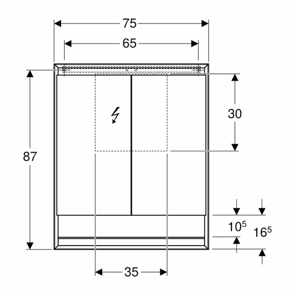 Dulap cu oglinda si nisa Geberit One ComfortLight 75 cm aluminiu eloxat [2]