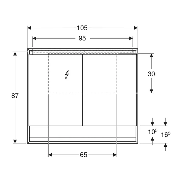 Dulap cu oglinda si nisa Geberit One ComfortLight 105 cm aluminiu eloxat [2]
