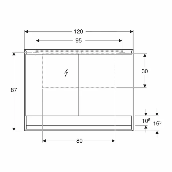 Dulap cu oglinda si nisa Geberit One ComfortLight 120 cm aluminiu eloxat [2]