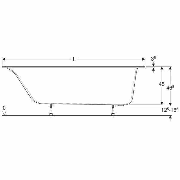 Cada dreptunghiulara Geberit Soana 160x70 cm cu scurgere laterala [6]