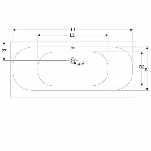 Cada dreptunghiulara Geberit Soana duo 170x75 cm cu scurgere centrala [4]