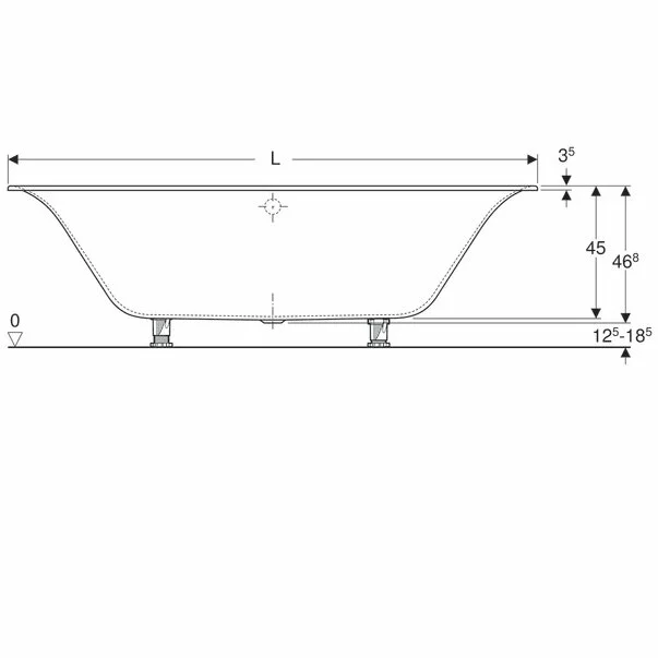 Cada dreptunghiulara Geberit Soana duo 170x75 cm cu scurgere centrala [5]