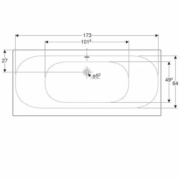 Cada dreptunghiulara Geberit Soana duo 180x80 cm cu scurgere centrala [4]