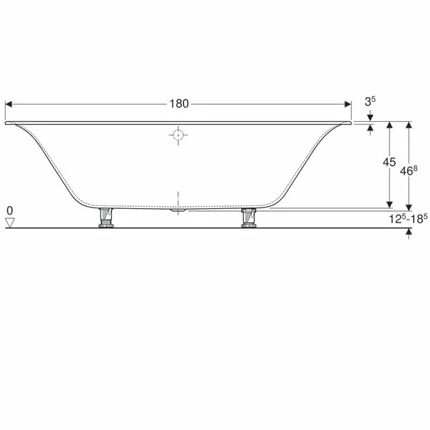 Cada dreptunghiulara Geberit Soana duo 180x80 cm cu scurgere centrala [5]