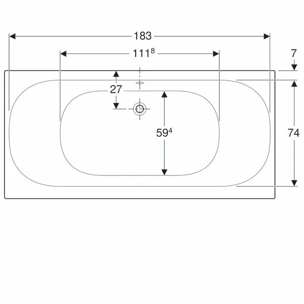 Cada dreptunghiulara Geberit Soana duo 190x90 cm cu scurgere centrala [4]