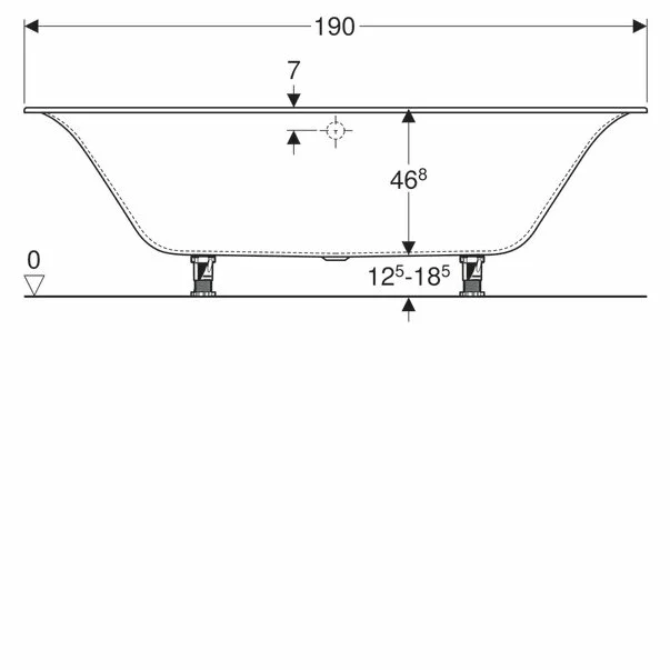 Cada dreptunghiulara Geberit Soana duo 190x90 cm cu scurgere centrala [5]