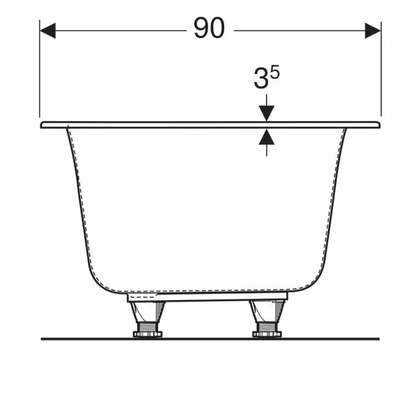 Cada dreptunghiulara Geberit Soana duo 190x90 cm cu scurgere centrala [6]