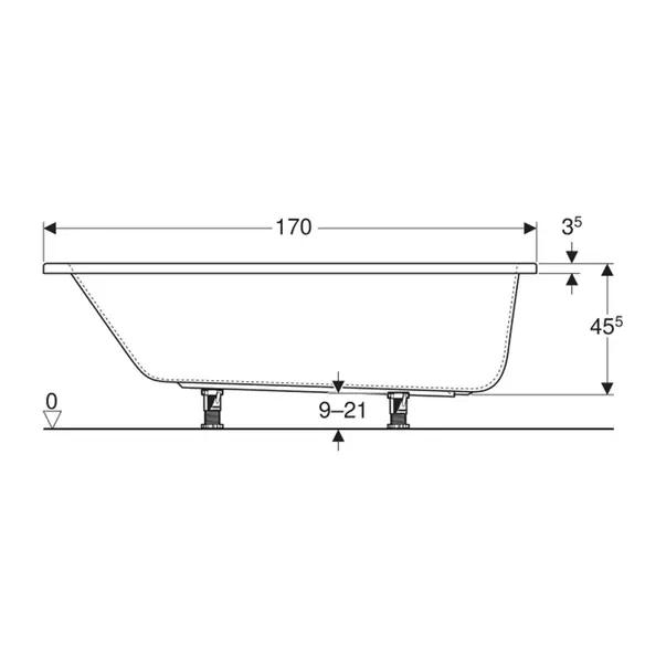 Cada dreptunghiulara Geberit Perfect alb lucios 170x75 cm [3]
