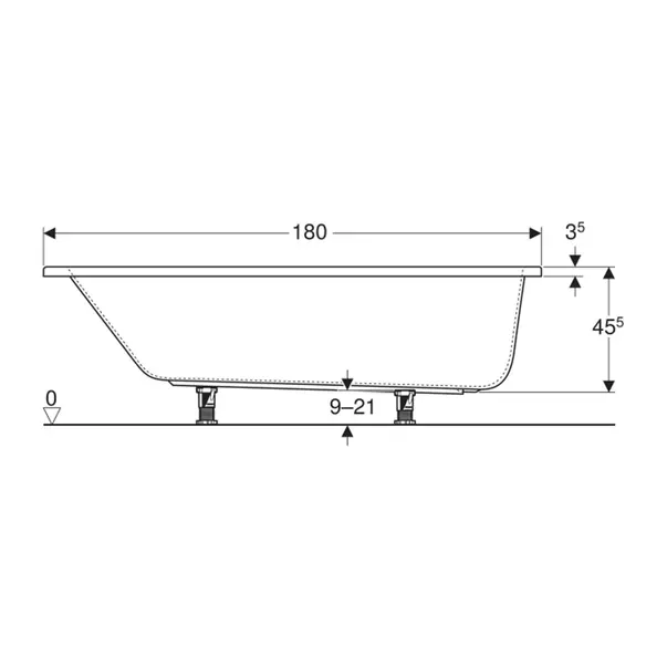 Cada dreptunghiulara Geberit Perfect alb lucios 180x80 cm [3]