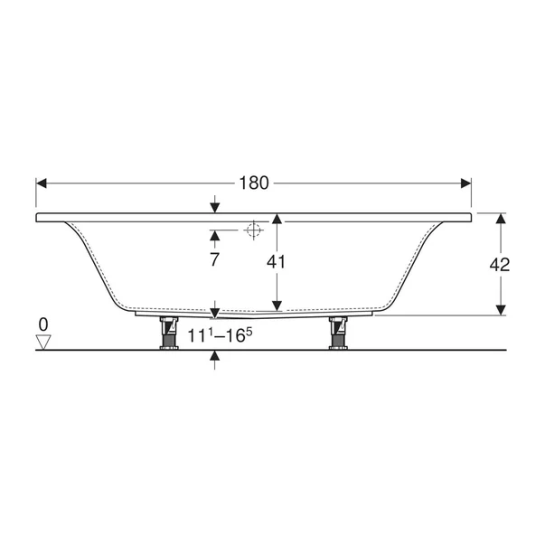 Cada baie dreptunghiulara Geberit Selnova Square Duo 180x80 cm [4]