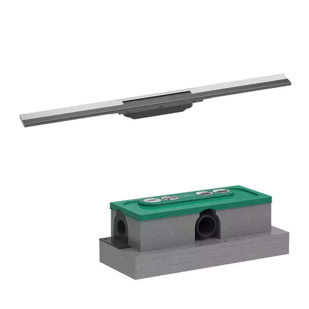 Rigole si canale de scurgere dus - Set rigola pentru dus plus capac Hansgrohe RainDrain Flex ajustabil 80 cm crom lucios