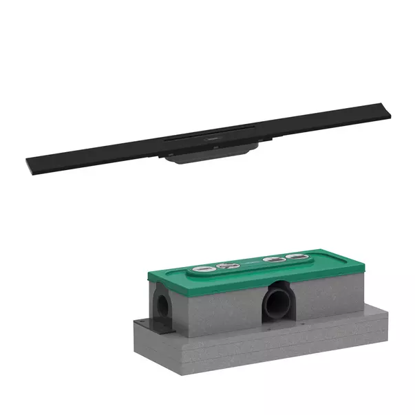 Rigole si canale de scurgere dus - Set rigola pentru dus plus capac Hansgrohe RainDrain Flex ajustabil 80 cm negru mat