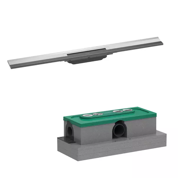 Rigole si canale de scurgere dus - Set rigola pentru dus plus capac Hansgrohe RainDrain Flex ajustabil crom lucios 80 cm