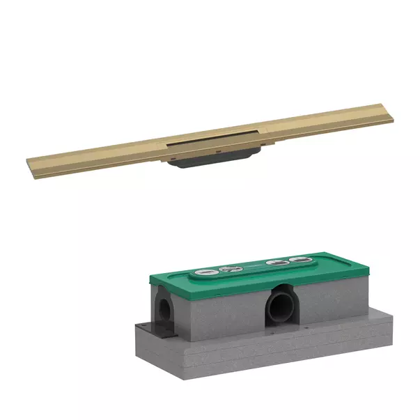 Rigole si canale de scurgere dus - Set rigola pentru dus plus capac Hansgrohe RainDrain Flex ajustabil bronz periat 80 cm