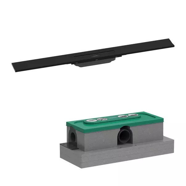 Rigole si canale de scurgere dus - Set rigola pentru dus plus capac Hansgrohe RainDrain Flex ajustabil negru mat 80 cm