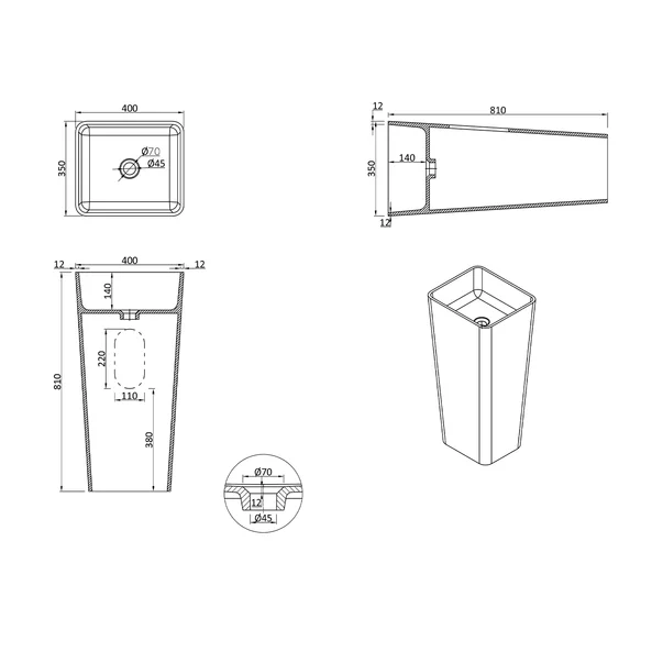 Lavoar freestanding din compozit Rune Mani 40 cm [2]
