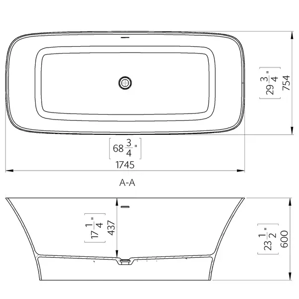 Cada freestanding din compozit Marmite Corsica 175x76 cm [2]