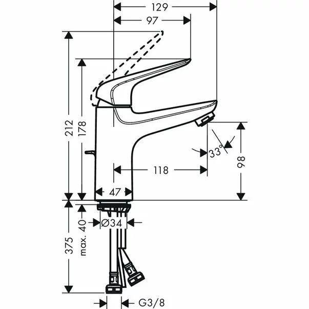 Baterie lavoar Hansgrohe Novus 100 cu ventil Pop-Up crom [3]
