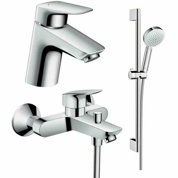 Seturi baterii - Set baterii Hansgrohe Logis 70 lavoar cada si set de dus crom