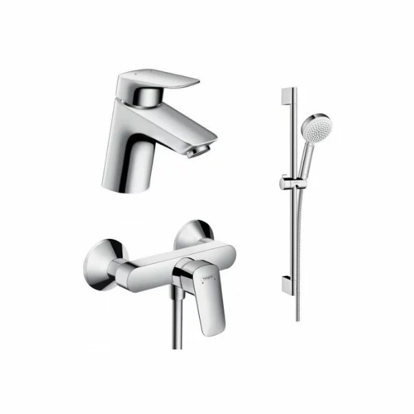 Seturi baterii - Set baterii Hansgrohe Logis 70 lavoar dus si set dus crom lucios