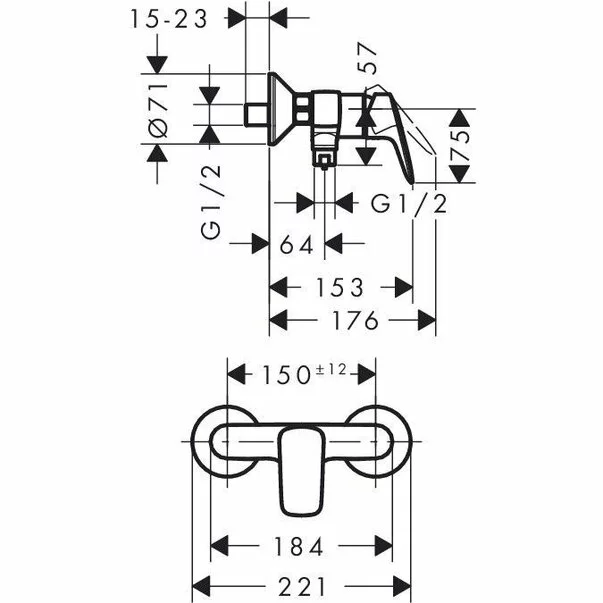 Set baterii Hansgrohe Logis 70 lavoar dus si set dus crom lucios [6]