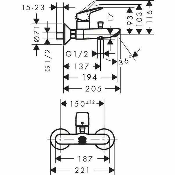 Set baterii Hansgrohe Logis 100 lavoar cada si set dus crom lucios [5]