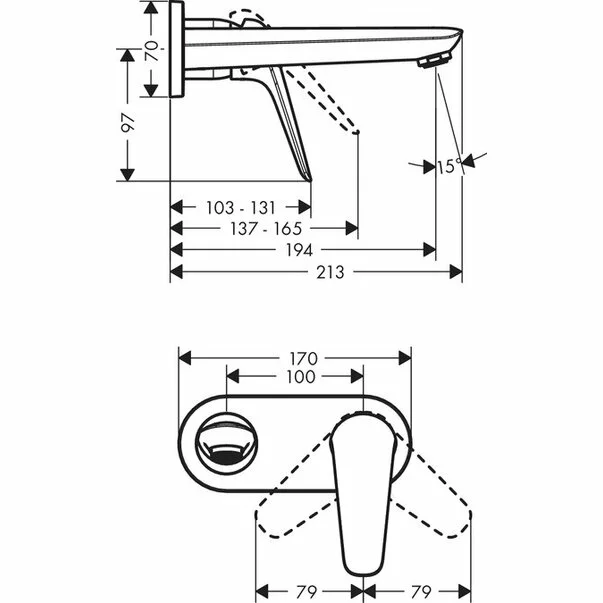 Baterie lavoar incastrata Hansgrohe Novus crom lucios [3]