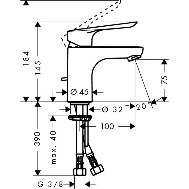 Baterie lavoar Hansgrohe Logis E 70 monocomanda crom lucios [3]