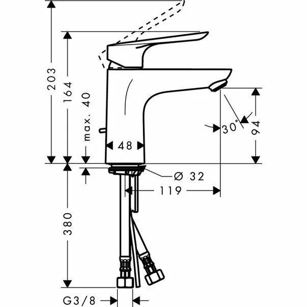 Baterie lavoar Hansgrohe Logis E 100 monocomanda crom lucios [3]