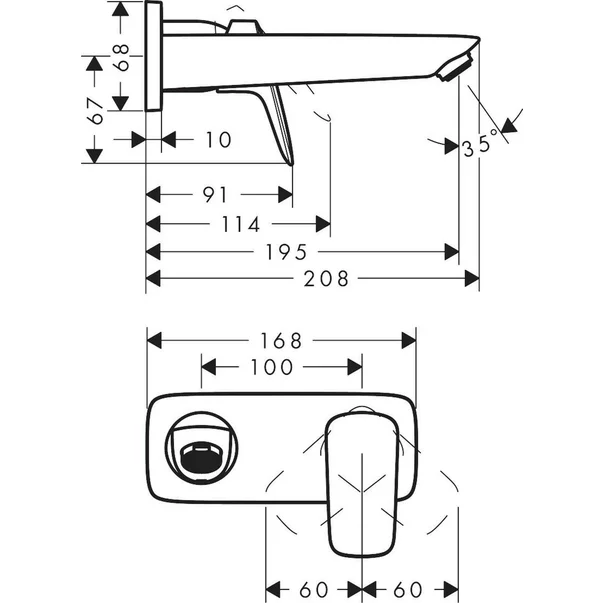Baterie lavoar monocomanda incastrata negru mat Hansgrohe Logis [2]