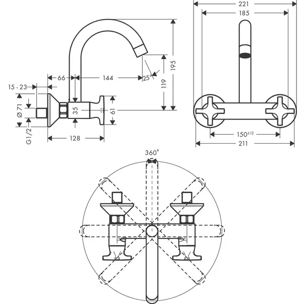 Baterie bucatarie dubla comanda Hansgrohe Logis M32 Eco cu 1 jet 71284000 [2]