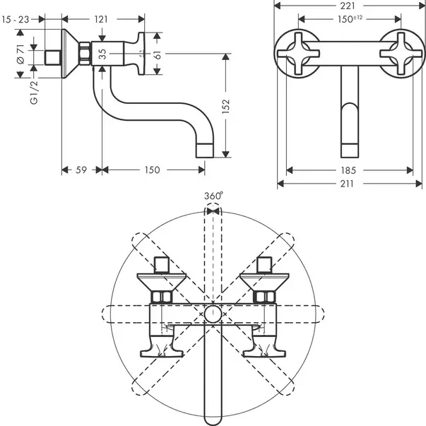 Baterie bucatarie dubla comanda Hansgrohe Logis M32 cu 1 jet 71287000 [2]