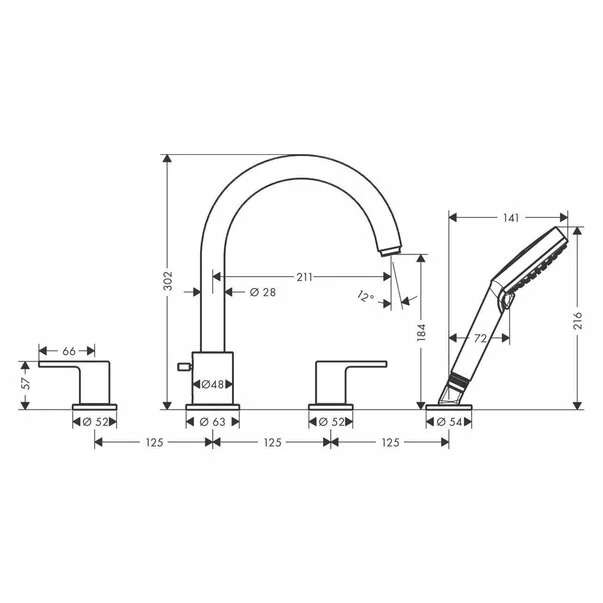 Baterie cada - dus Hansgrohe Vernis Shape 4 elemente crom lucios [2]