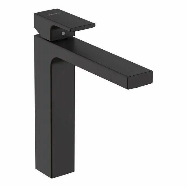 Baterii baie - Baterie lavoar inalta Hansgrohe Vernis Shape 190 negru mat cu ventil Pop-Up