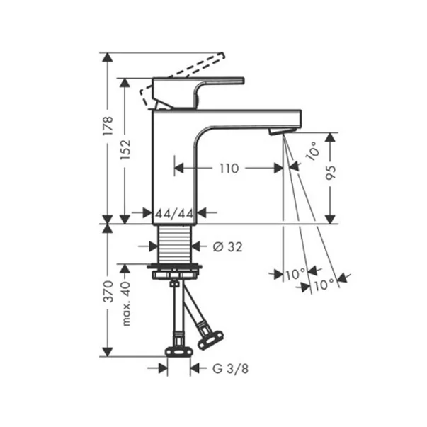Baterie lavoar Hansgrohe Vernis Shape 100 monocomanda negru mat [3]