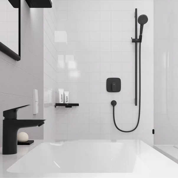 Baterie dus incastrata Hansgrohe Logis negru mat fara corp ingropat [3]