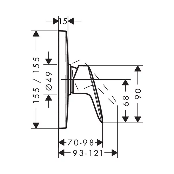 Baterie dus incastrata Hansgrohe Logis HighFlow monocomanda crom lucios [2]