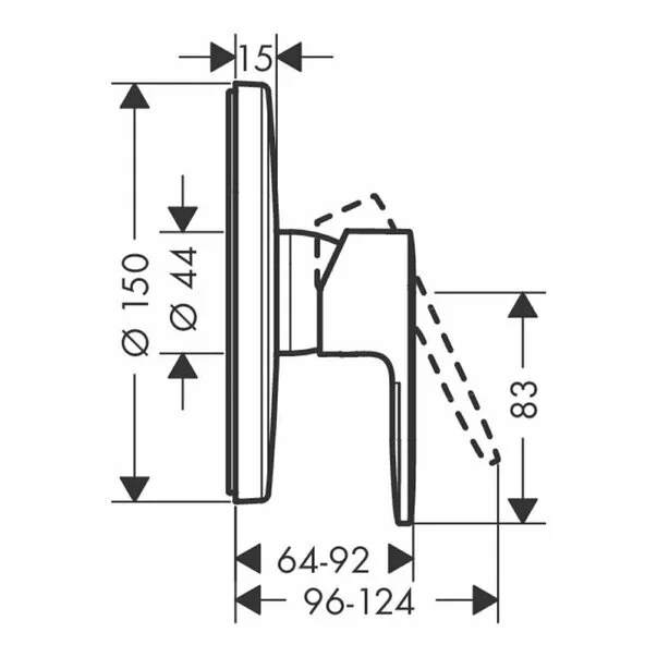 Baterie dus incastrata Hansgrohe Vernis Blend fara corp ingropat crom lucios [2]