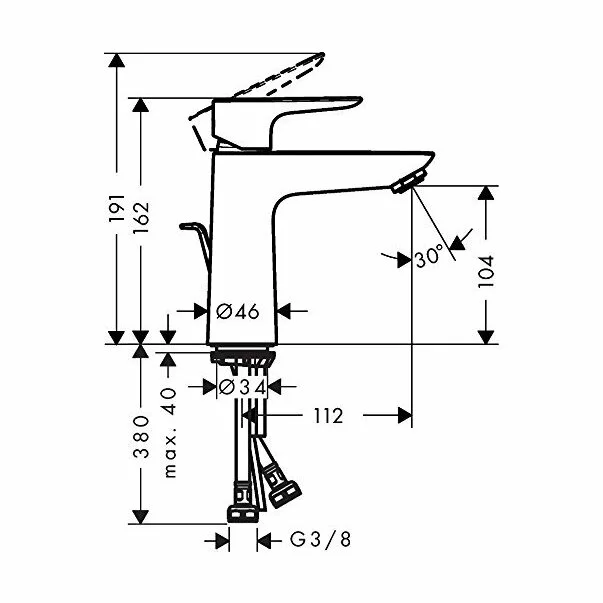 Baterie lavoar Hansgrohe Talis E 110 cu ventil Pop-Up crom lucios [5]