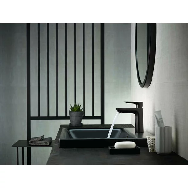 Baterie lavoar Hansgrohe Talis E 110 CoolStart negru mat cu ventil Pop-Up [2]
