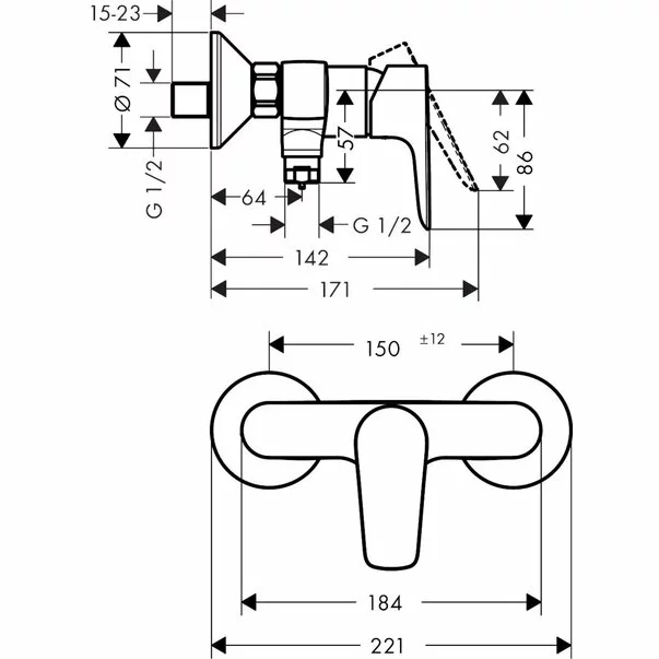Baterie dus Hansgrohe Talis E monocomanda alb mat [2]