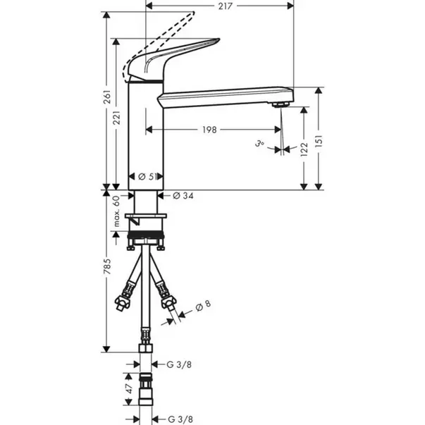 Baterie bucatarie monocomanda Hansgrohe Focus M42 120 cu 1 jet 71804000 [2]
