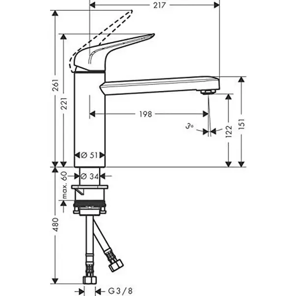 Baterie bucatarie monocomanda Hansgrohe Focus M42 120 CoolStart EcoSmart cu 1 jet [2]