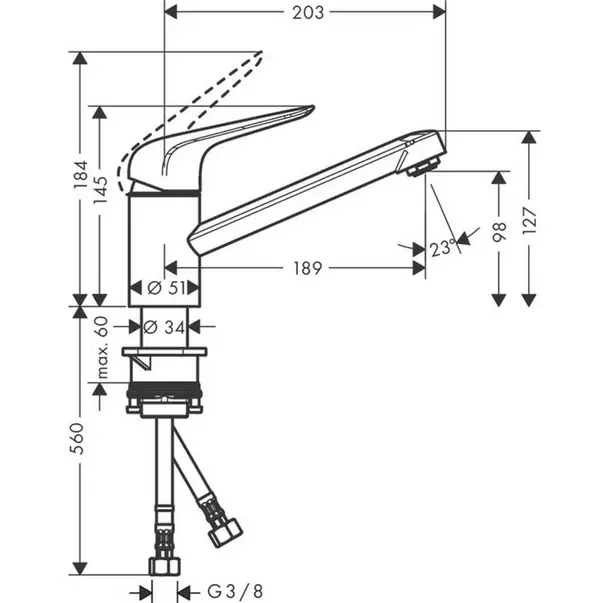 Baterie bucatarie monocomanda Hansgrohe Focus M42 100 cu 1 jet [2]