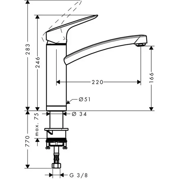 Baterie bucatarie monocomanda Hansgrohe Logis M31 160 cu 1 jet [2]