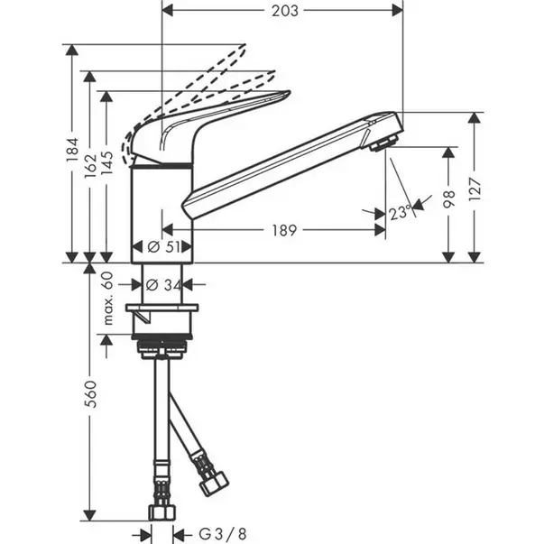 Baterie bucatarie monocomanda Hansgrohe Focus M42 100 CoolStart Eco cu 1 jet [2]