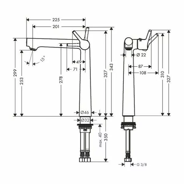 Baterie lavoar inalta Hansgrohe Talis S 250 cu ventil Pop-Up [2]